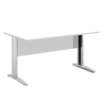 Scrivania Easy fianchi verniciati effetto cromato - lineare - 160 x 80 x 72 cm - bianco