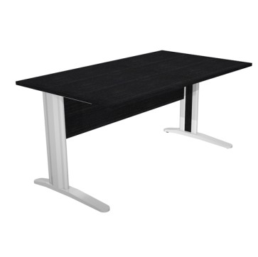 Scrivania Easy fianchi verniciati effetto cromato - lineare - 160 x 80 x 72 cm - nero venato