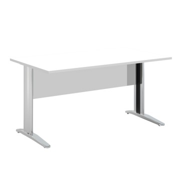 Scrivania Easy fianchi verniciati effetto cromato - lineare - 80 x 80 x 72 cm - bianco