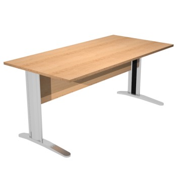 Scrivania Easy fianchi verniciati effetto cromato - lineare - 80 x 80 x 72 cm - faggio