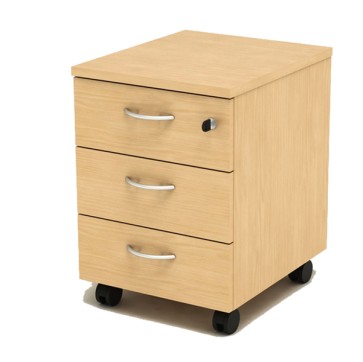 Cassettiera Easy - 3 cassetti - con ruote - 41,8 x 52 x 59,5 cm - faggio