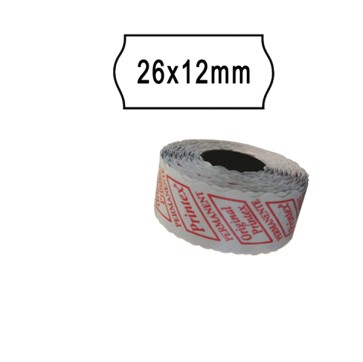 Rotolo da 1000 etichette a onda per Printex Smart 8/2612 - 26x12 mm - adesivo removibile - bianco - Printex - pack 10 rotoli