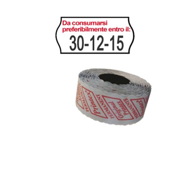 Rotolo da 1000 etichette a onda per Printex Smart 8/2612 - DA CONSUMARSI… - 26x12 mm - adesivo permanente - bianco -  Printex - pack 10 rotoli