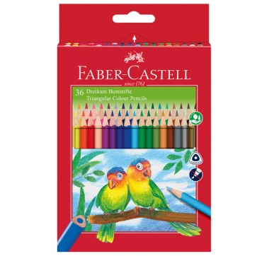 Matite colorate Eco triangolari - diametro mina 3 mm - con temperino - colori assortiti - Faber-Castell - astuccio 36 pezzi