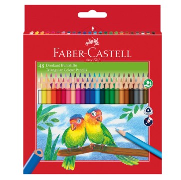 Matite colorate Eco triangolari - mina 3 mm - Faber-Castell - astuccio 48 pezzi con temperino