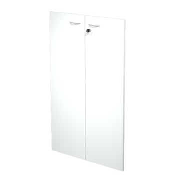 Coppia ante per libreria modulare - alta - 76 cm - melaminico - con serratura - bianco