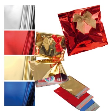 Busta regalo - con patella adesiva - 16 x 21 + 4 cm - 30 micron - PPL - metal lucido - oro - PNP - conf. 50 pezzi