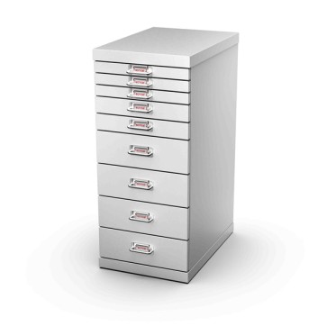 Cassettiera in acciaio - 9 cassetti - 29 x 43 x 67 cm - grigio - Tecnical 2