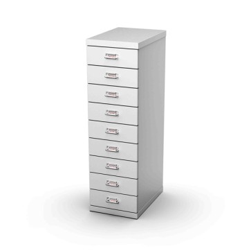 Cassettiera in acciaio - 9 cassetti - 29 x 43 x 97 cm - grigio - Tecnical 2