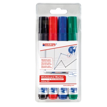 Marcatore per lavagne bianche 660 - punta conica - da 1,5 a 3 mm - Edding - astuccio 4 pezzi