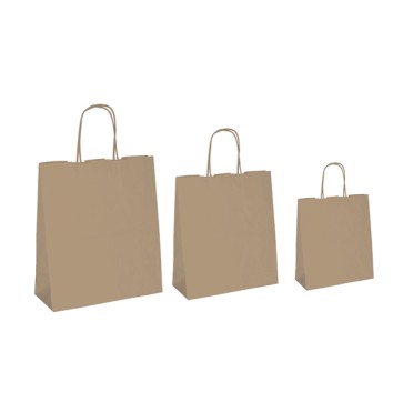Shopper - maniglie cordino - 18 x 8 x 24 cm - carta biokraft - avana - Mainetti Bags - conf. 25 pezzi