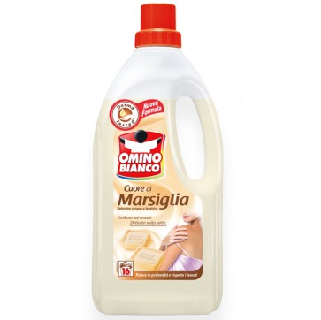 Detersivo liquido Cuore di Marsiglia - a mano e in lavatrice - 1 L - Omino Bianco