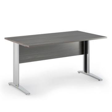 Scrivania Easy fianchi verniciati effetto cromato - lineare - 140 x 80 x 72 cm - frassino toscano