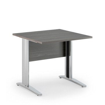 Scrivania Easy fianchi verniciati effetto cromato - lineare - 80 x 80 x 72 cm - frassino toscano