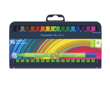 Fineliner Link-It - punta 0,4mm - colori assortiti - Schneider - astuccio 16 colori