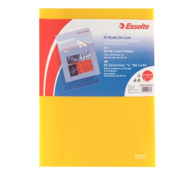 Cartelline a L De Luxe - PPL - buccia - 21 x 30 cm - giallo - Esselte - conf. 25 pezzi