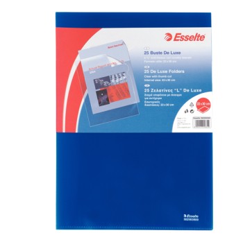 Cartelline a L De Luxe - PPL - buccia - 21 x 30 cm - blu - Esselte - conf. 25 pezzi