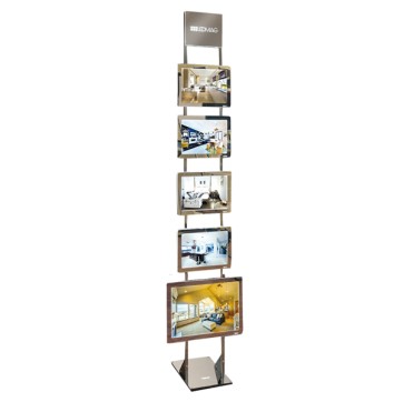 Espositore da pavimento Freestanding LEDMAG - 1 cornice A3 + 4 cornici A4 (magnetiche, retroilluminate a LED) - altezza 200 cm - Tecnostyl