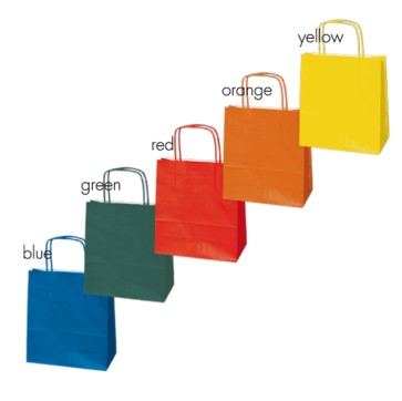 Shopper Twisted - maniglie cordino - 26 x 11 x 35 cm - carta biokraft - colori assortiti autunno/inverno -  Mainetti Bags - conf. 25 pezzi