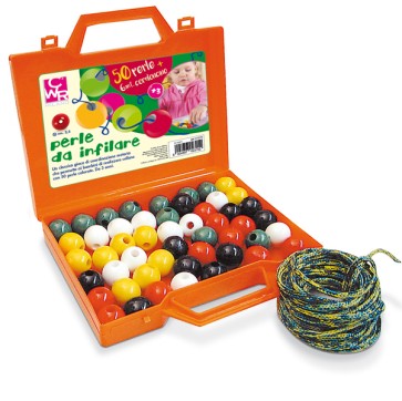 Perle - diametro 2,5 cm - cordoncino 6 mt - colori assortiti - CWR - conf. 50 pezzi