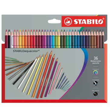 Pastelli Aquacolor 1636-7 - tratto 2,8 mm - Stabilo - astuccio 36 pezzi