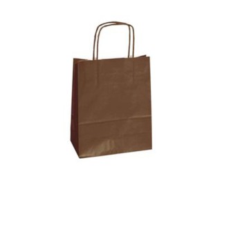 Shopper Twisted - maniglie cordino - 14  x 9 x 20 cm - carta kraft - marrone - Mainetti Bags - conf. 25 pezzi