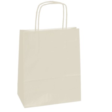 Shopper in carta - maniglie cordino - 14 x 9 x 20cm - avorio - conf. 25 sacchetti