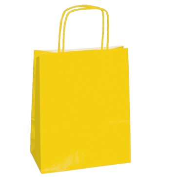Shopper Twisted - maniglie cordino - 14 x 9 x 20 cm - carta kraft - giallo - Mainetti Bags - conf. 25 pezzi