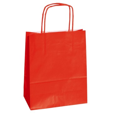 Shopper Twisted - maniglie cordino - 14 x 9 x 20 cm - carta kraft - rosso - Mainetti Bags - conf. 25 pezzi