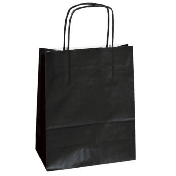 Shopper Twisted - maniglie cordino - 14 x 9 x 20 cm - carta kraft - nero - Mainetti Bags - conf. 25 pezzi