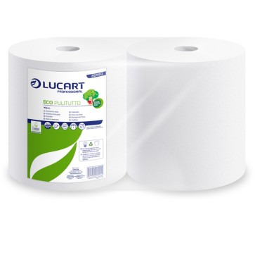 Bobina asciugatutto Eco Pulitutto - microgoffrata - 2 veli - diametro 24 cm - 25 cm x 200 m - 18,5 gr - carta riciclata - bianco - Lucart