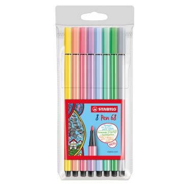 Pennarelli Pen 68 - colori assortiti pastello - Stabilo - busta 8 pezzi