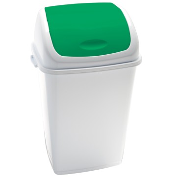 Pattumiera con coperchio basculante Rif - 44x33x68 cm - 50 L - bianco/verde - Medial