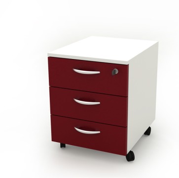 Cassettiera Rainbow - 3 cassetti - con ruote - 41 x 50 x 52,2 cm - bianco/prugna