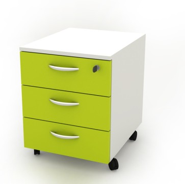 Cassettiera Rainbow - 3 cassetti - con ruote - 41 x 50 x 52,2 cm - bianco/verde