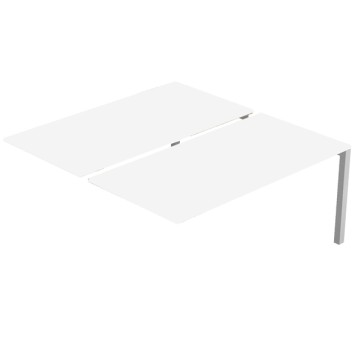 Postazione doppia aggiuntiva per scrivanie Agorà - 140 x 168 x 72,5 cm - bianco