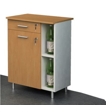 Mobile angolo Ristoro - punto caffè - 60 x 45 x 84 cm - bianco/noce chiaro