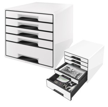 Cassettiera Drawer Cabinet Cube 5 - 28,7 x 27 x 36,3 cm - bianco - Leitz