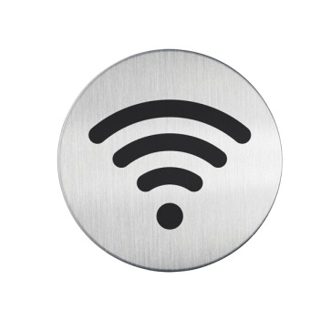 Pittogramma adesivo - Wi-Fi - diametro 8,3 cm - acciaio inox - Durable