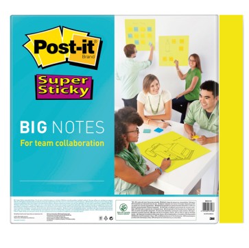 Blocco di fogli Super Sticky Big Notes - BN11-EU - 279 x 279 mm - giallo neon - 30 fogli - Post-it