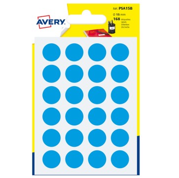 Etichette adesive tonde PSA - in carta - permanenti - diametro 15 mm - 24 et/fg - 7 fogli - blu - Avery