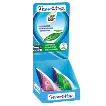 Correttore a nastro Dryline Grip - 5 mm x 8,5 mt - colori assortiti - Papermate - expo 24 pezzi