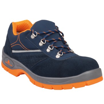 Calzatura di sicurezza Rimini III S1P SRC - pelle scamosciata perforata - numero 40 - blu/arancio - Deltaplus