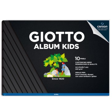 Album Kids cartoncino nero 5+ - A4 - 220gr - 10 fogli - Giotto