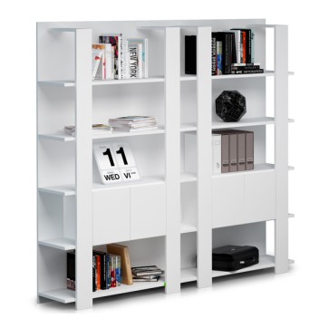 Libreria Concept a 5 ripiani - 100x38,6x198 cm - bianco/rovere