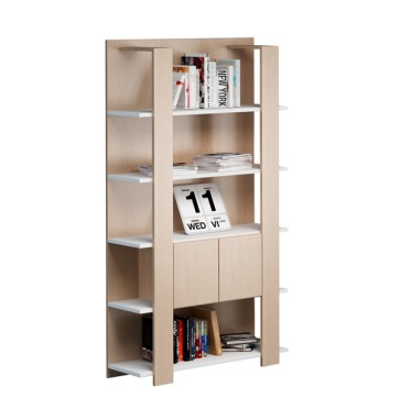 Libreria alta Concept - 5 ripiani - 100x38,6x198 cm - bianco/rovere