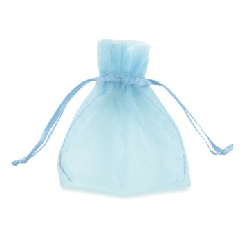 Sacchetti bomboniera Milly - 8,5 x 10 cm - organza - celeste - PNP - conf. 20 pezzi