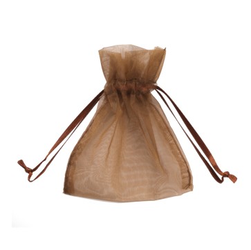 Sacchetti organza Milly - 12,5 x 17 cm - cioccolato - PNP - conf. 20 pezzi