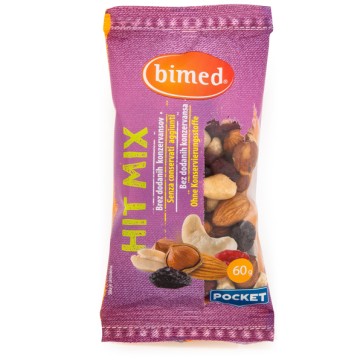 Hit mix nocciole, anacardi, mandorle, mirtilli e uvetta - 60 gr - Bimed