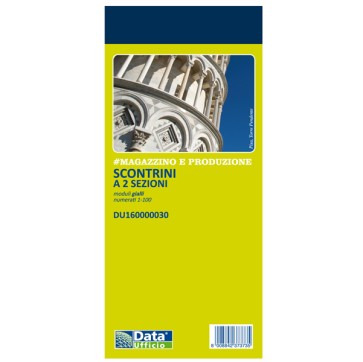 Blocco scontrino 2 sezioni - 100 copie numerate - giallo - 5,8 x 13 cm - DU160000030 - Data Ufficio